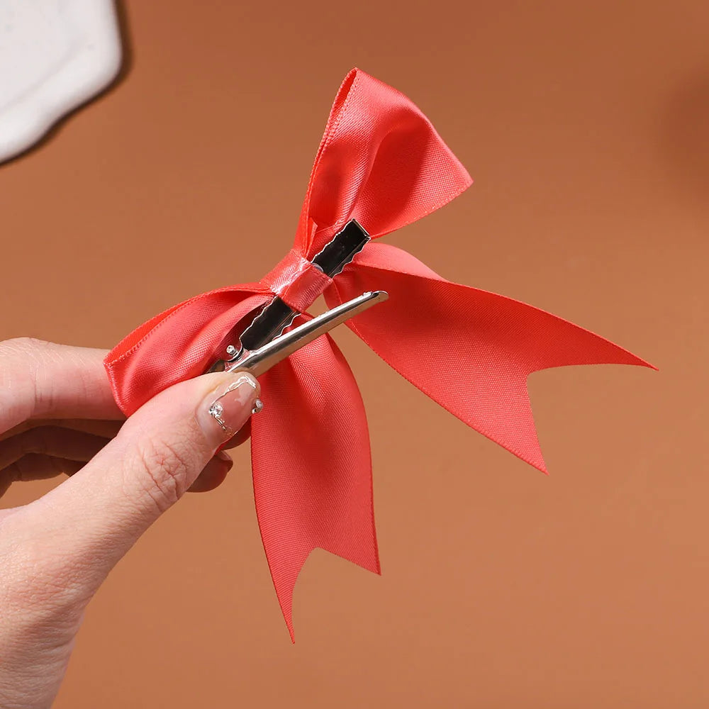 2/3Pcs Lovely Solid Color Ribbon Bows Hair Clip for Kids Girls Hairpins Barrettes Handmade Baby Headwear Kids Hair Accessories