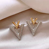 2023 Korea new design fashion jewelry 14K gold plated luxury zircon letter V earrings elegant women's evening party accessories