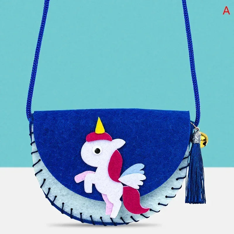 DIY Cute Cartoon Children's Handmade Non-woven Crossbody Bag Craft Kits Weaving Messenger Shoulder Handbag Coin Purse Bag