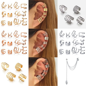 Fashion Vintage Gold Color Leaves Ear Cuff Non-Piercing Fake Cartilage Clip Earrings for Women Men Creative Trend Jewelry