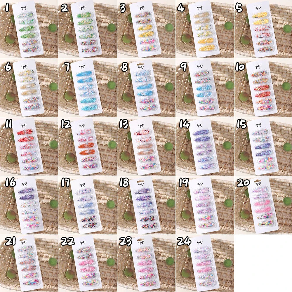 3/6pcs Fashion Sequin BB Hair Clips Color Transparent Flowing Sand Bangs Hair Gripes Girl Cute Cartoon Kids Headwear Accessory