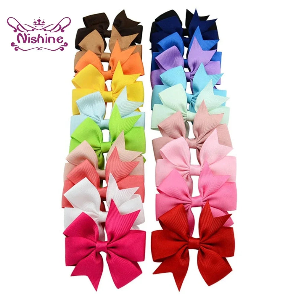 10pcs/lot Baby Girls Hair Bows Hairpins 3.2" Grosgrain Ribbon Pinwheel Toddler Clips Children Kids Accessories Gifts Photo Props