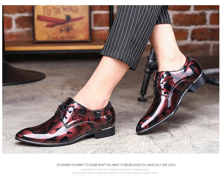 Office Men Dress Shoes Floral Pattern Men Formal Shoes Leather Luxury Fashion Groom Wedding Shoes Men Oxford Shoes Dress 37-50