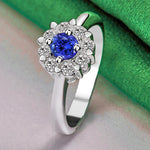 Load image into Gallery viewer, New 925 Sterling Silver Shiny Noble Round Blue Zircon Ring For Women Luxury Party Birthday Engagement Wedding Charm Jewelry Gift
