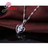 Hot Gift 925 Sterling Silver Jewelry Sets Embed CZ Heart Shape Pendant Necklace & Earring Set For Women Party