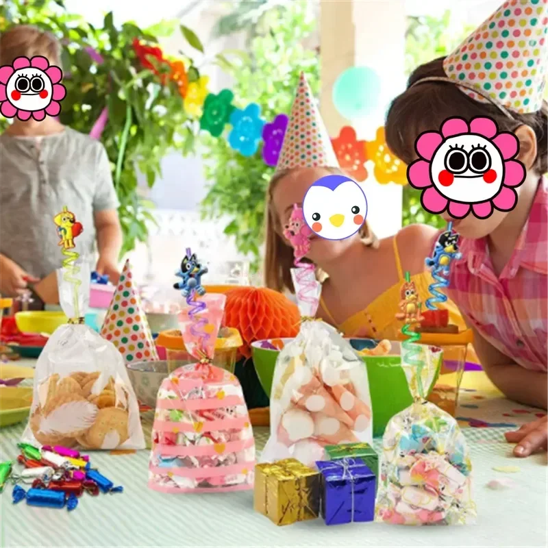 Moose Kawaii Bluey Family Cartoon Creative Straw Accessories Party Home Cute Animal Theme Colorful Straws Bluey And His Friends