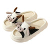 Four Seasons Indoor Home Sandals Cute Cartoon Frog Milk Cow House Slippers Personalized Couple Slides Women Linen Slippers