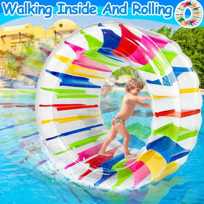 Inflatable Wheel Roller Pool Floats Toys for Kids, Kids Pool Float Pool Games for Lake Beach Party Outdoor Summer Fun