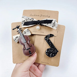 Girl Children Cute kids Violin Musical Note Hair Clips  Kawaii Sweet Designer Hairpin Fashion Accessories