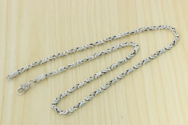 S925 Sterling Silver Necklace National Style Retro Emblem Hip Hop Chain Personalized Fashion Accessories Chain Jewelry