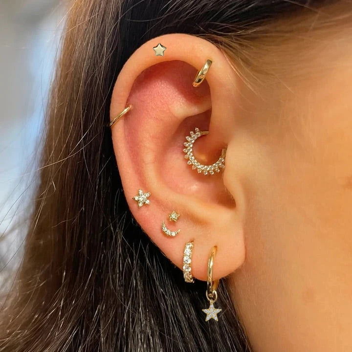 1pc Helix Piercing Earrings for Women Zircon Small Star Cartilage Tragus Piercing Ear Rings Body Accessories Jewelry Gift CC021