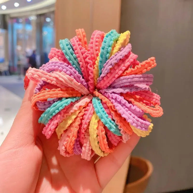 50/5pcs Colorful Flower Hair Ties Girls Kids Elastic Rubber Band Headband Scrunchie Sweet Rope Ponytail Holders Accessories