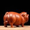 MOYU Feng Shui Wooden Crafts Carving Animal Pig Figurines Home Accessories Office Desktop Ornament Lucky Gift