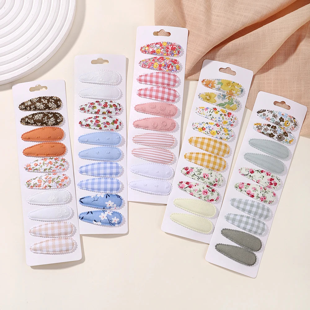 6/10Pcs Fashion Print Hairclips with Paper Jam Girl Waterdrop Broken Hair BB Clip Handmade Hairpin Headwear Kid Hair Accessories