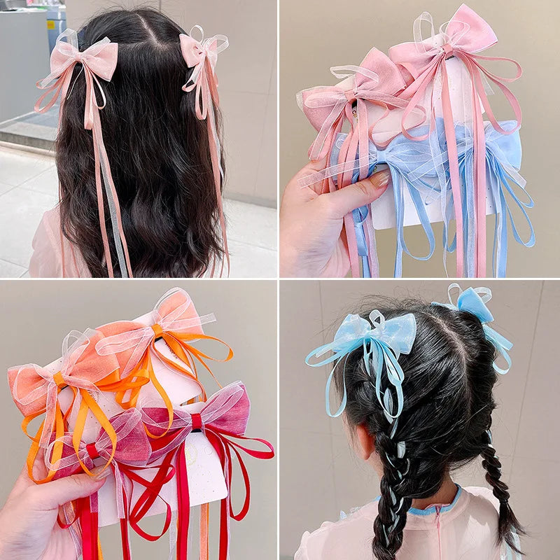 New Fashion Kids Bow Strap Hairpin Baby Weaving Headwear Long Beauty Girls Hairpins Fashion Children's Hair Accessories