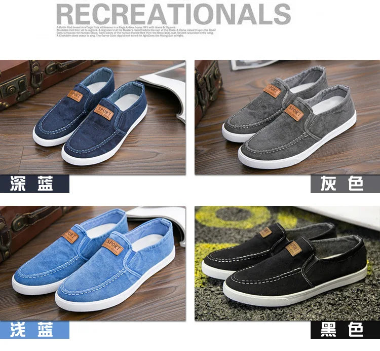 Canvas Shoes Men Casual Slip on Skate Shoes Breathabele Student Youth Sport Fashion Sneakers Va non-slip Walking Shoes