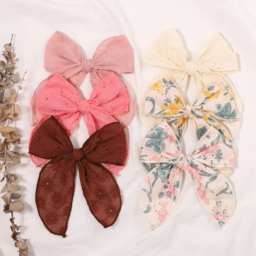Elegant Floral Cotton Kids Bows Spring Butterfly Hair Clip Fashion Print Hair Barrette For Women Girls Sweet Hairpin Accessories