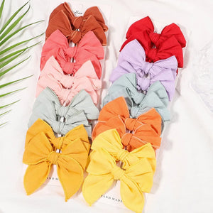 2pcs/set Sweet Cotton Solid Handmade Bows Hair Clips Kid Bowknot Hairpin Barrette Headwear Baby Girls Hair Accessories Wholesale