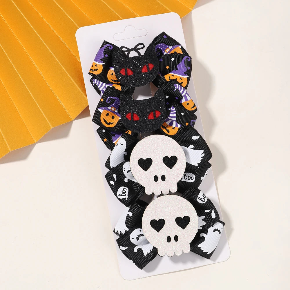 4PCS/Set Halloween Girl Hair Clips Ghost Skull Pumpkin Hairpin Festival Party Funny Baby Hair Accessories for Kid Hairclip Gift