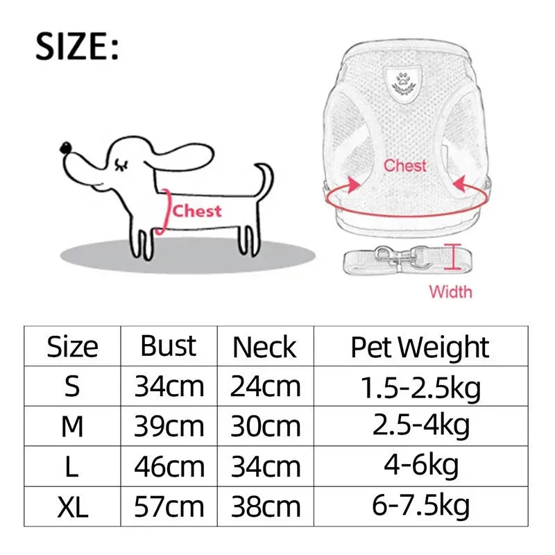 Reflective Dog Harness with Leash Breathable Mesh Pet Harnesses Vest for Small Medium Dog Cat Puppy Chest Strap Pet Accessories