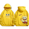 Animation Spongebob Squarepants Cartoon Polyester Sweater for Autumn and Winter Thin or Fleeced Long-Sleeved Hooded Sweatshirt