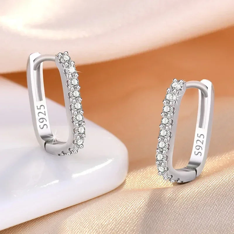 High-quality Silver Plated Crystal Fashion Circle Hoop Earrings for Woman Wedding Party Gift Street Versatile Jewelry Gifts