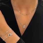 Load image into Gallery viewer, Stainless Steel Jewelry Set Classic Fashion Square Clasp Bracelet Necklace Double Chain Jewelry Set For Women Jewelry Noble Gift

