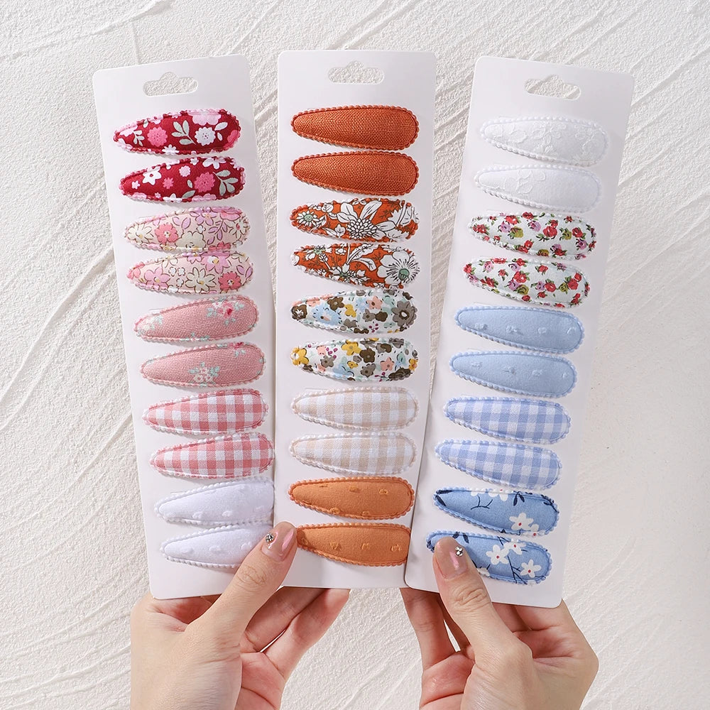 6/10Pcs Fashion Print Hairclips with Paper Jam Girl Waterdrop Broken Hair BB Clip Handmade Hairpin Headwear Kid Hair Accessories