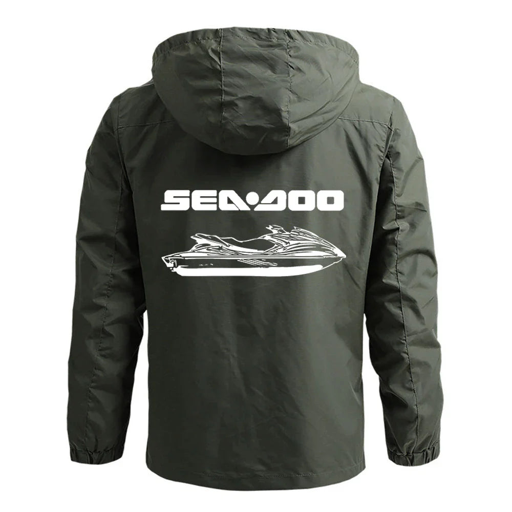 Sea Doo Seadoo Moto Men's New Solid Color Jackets Sports Waterproof Windbreaker Breathable Hooded Casual Harajuku  Military Tops