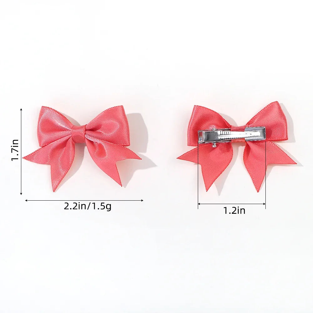 10Pcs/Set Cheer Bow Solid Ribbon Hair Clips Pin for Girl Handmade Bows Hairpin Barrettes Children Headwear Kids Hair Accessories