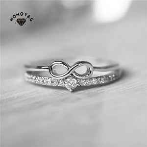 Fashion Gold Silver Color Ring for Women White Crystal Cubic Zirconia Infinity Love Ring Engagement Wedding Party Female Jewelry