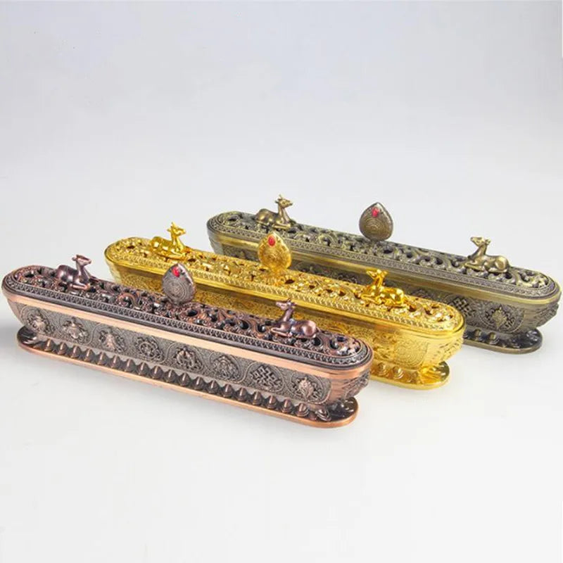 The Antique Metal Incense Burner Handmade Zen Buddhist Tearoom Ornament for Home Decor Incense Sticks Holder