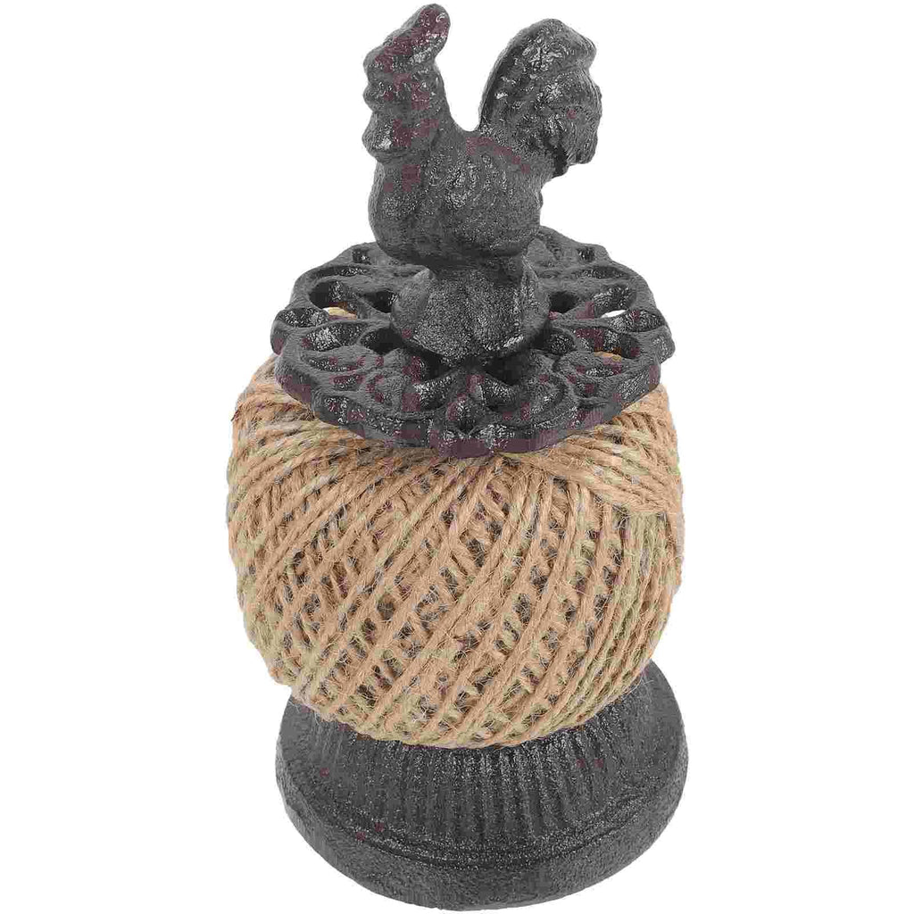 Reusable Rooster Decor Desktop Spool with Rope Home Accessory Iron Small Decorative Statue