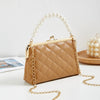 New Fashion Versatile Lingge Embroidery Clip Chain Strap Crossbody Mobile Phone Bag Pearl Handheld Women's Bag