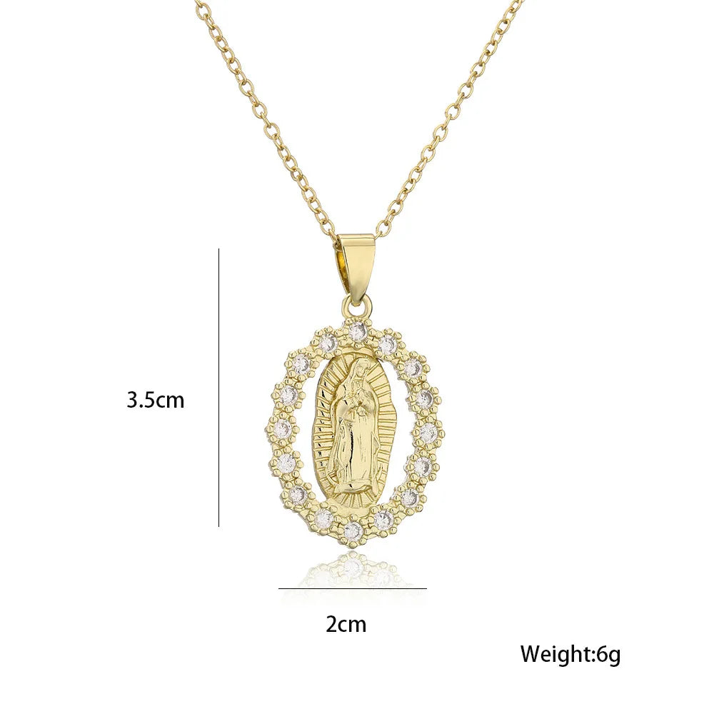 Good Quality Virgin Mary Women/men Necklaces, Gold Color Stainless Steel Virgin Mary Pendant With CZ Stone,Elegant Jewelry Gift