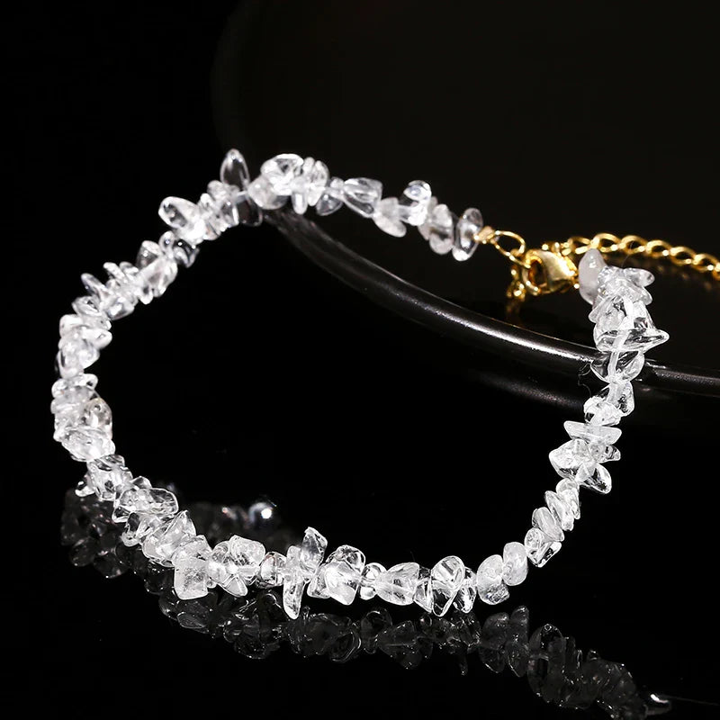 Change better natural rock quartz gravel chain bracelet women clear white crystal reiki healing adjustable yoga jewelry gifts