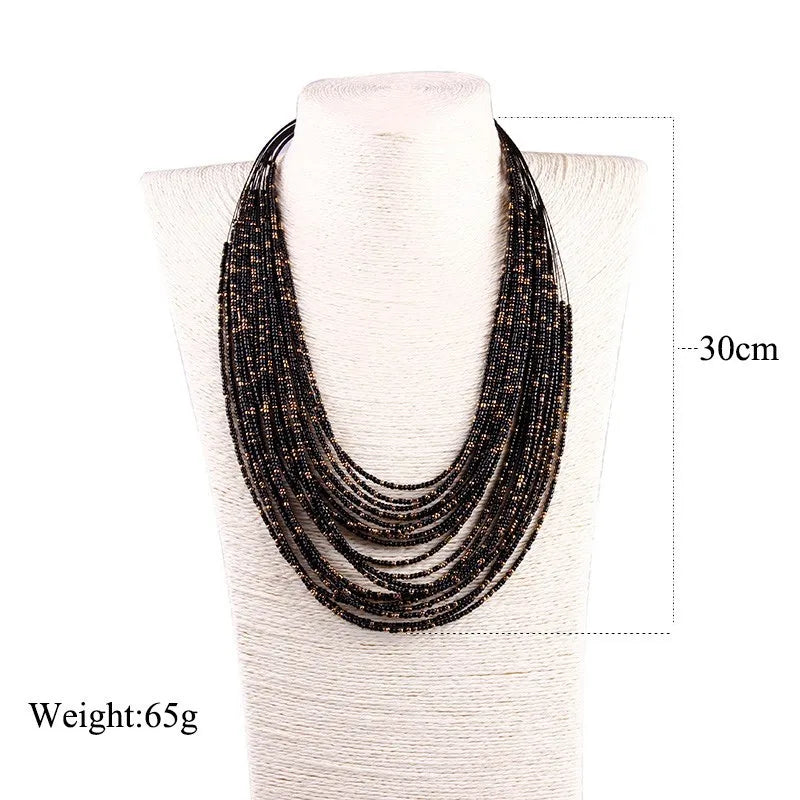 Bohemia Necklace Set Fashion Multi-layer Seed Beaded Vintage Long Necklaces For Women Long Pendants Wedding Jewelry wholesale