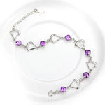 Load image into Gallery viewer, KCRLP Noble 925 Sterling Silver Bracelet Heart Purple Crystal Zircon  For Woman Party Engagement Jewelry
