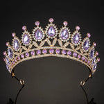 Load image into Gallery viewer, New Gorgeous Silver Color Purple Crystal Bridal Jewelry Sets Rhinestone Tiaras Earrings Necklace Crown Wedding Dubai Jewelry Set
