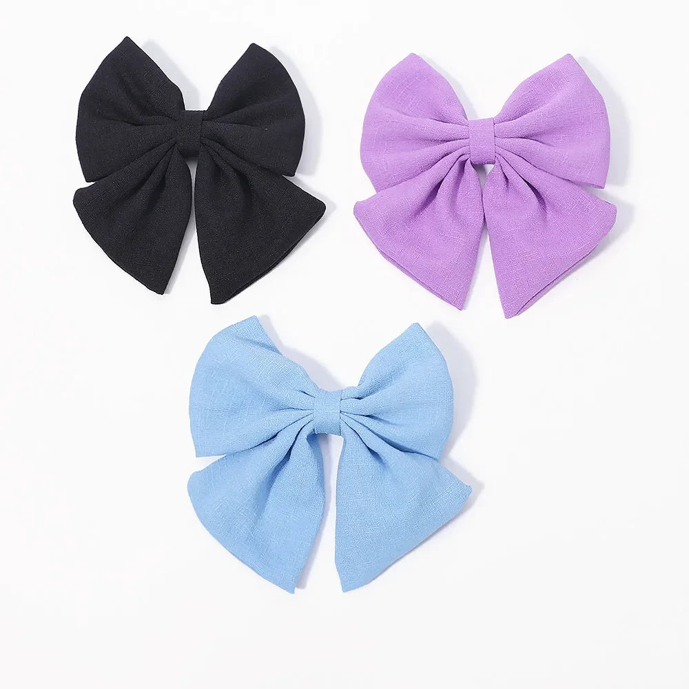 2pcs/set Elegant Sweet Bow Ribbon Hair Clip Fashion Simple Solid Clip Hair Pin Retro Barrettes with Clips Girls Hair Accessories