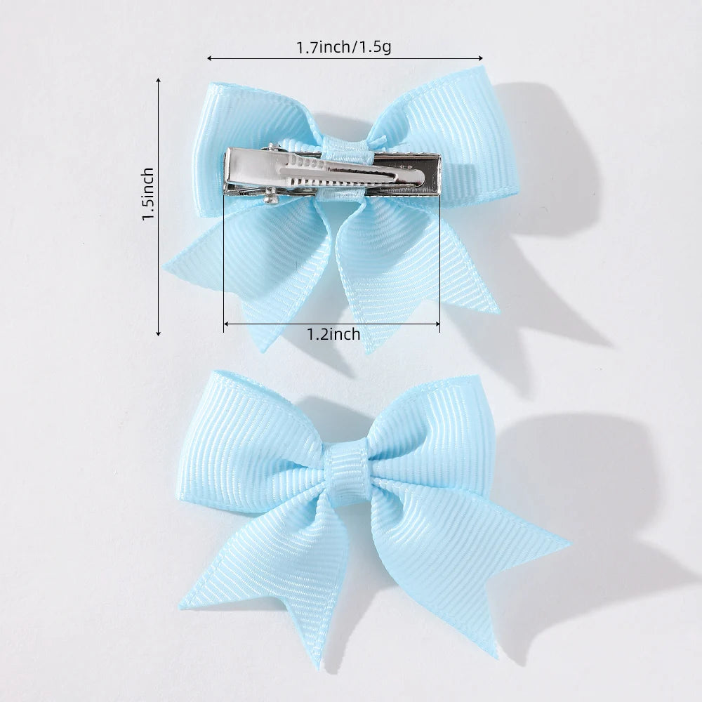 10Pcs/Set Classical Solid Ribbon Bow Hair Clips for Kids Girl Handmade Bows Hairpin Barrettes Headwear Children Hair Accessories