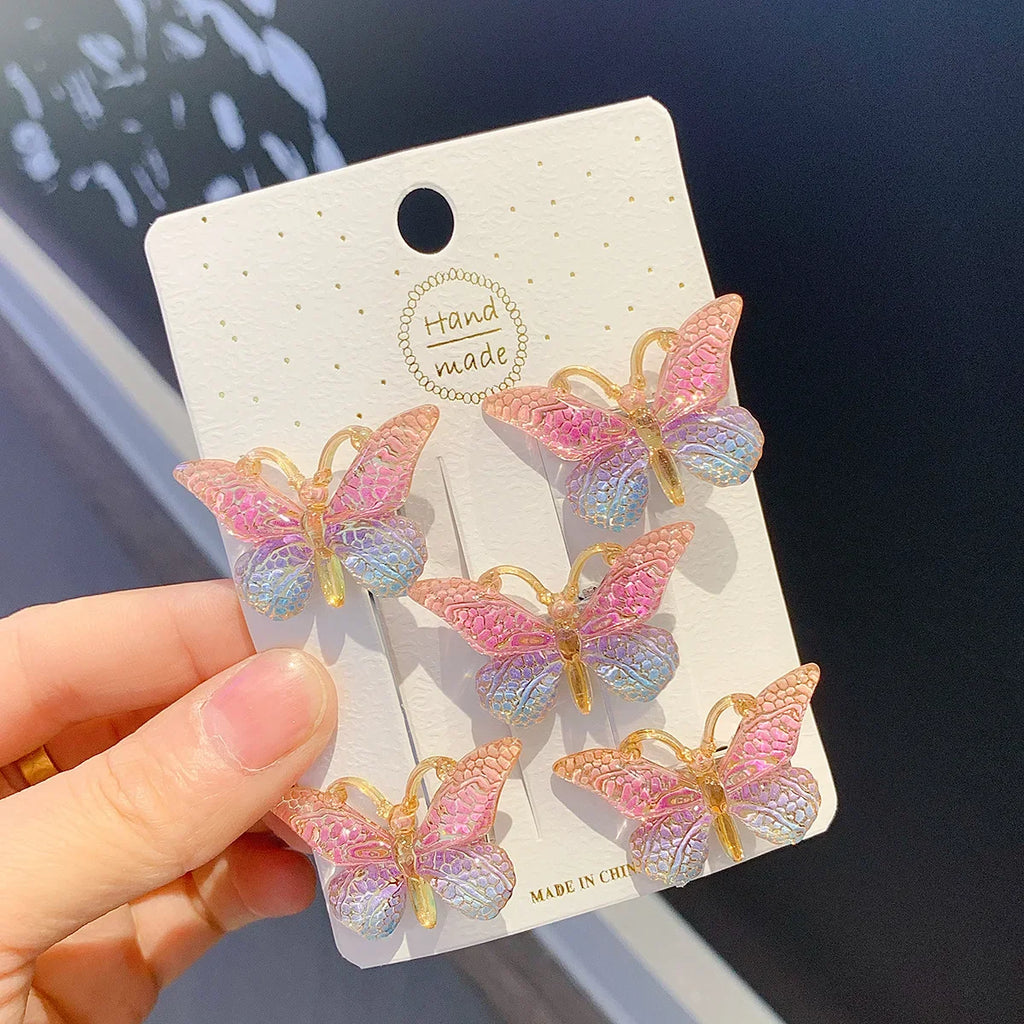 5PCS Sweet Stereoscopic Color Gradient Cute Baby Hairpins Kids Hair Clips Children Headwear Princess Barrette Girls Accessories