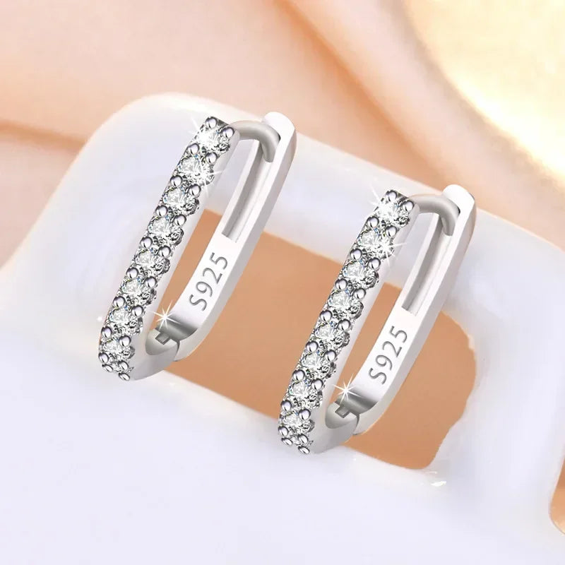 High-quality Silver Plated Crystal Fashion Circle Hoop Earrings for Woman Wedding Party Gift Street Versatile Jewelry Gifts
