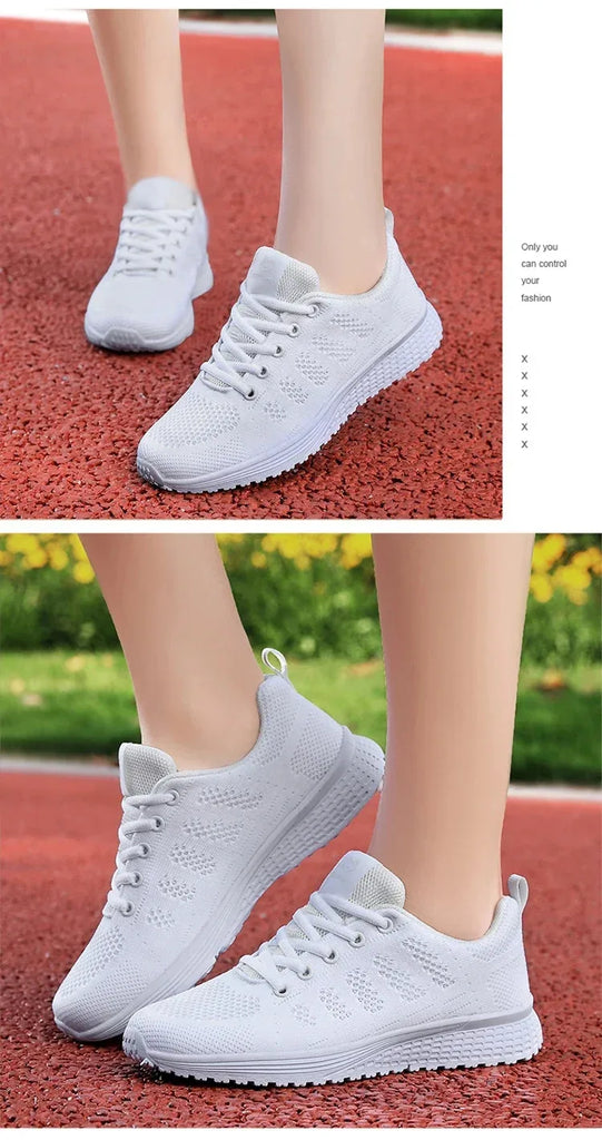 Women Casual Shoes Fashion Breathable Walking Mesh Flat Shoes Sneakers Women 2024 Gym Vulcanized Shoes White Female Footwear