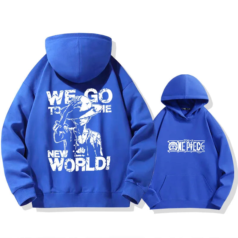 One Piece Luffy Men's Women's Hoodie Autumn Winter Long Sleeves Fleece Warm Sweatshirts Comfortable Oversized Hooded Pullover