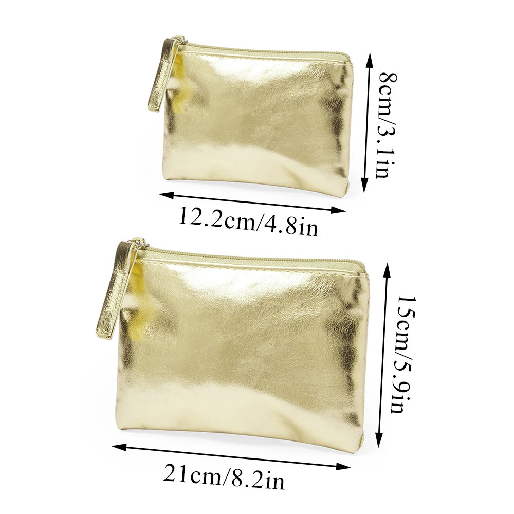 New Patent Leather Zipper Coin Purse Rose Gold Silver Color Ultra-thin Card Coin Key Storage Bag Mini Wallet Purse Girls Gifts