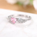 Load image into Gallery viewer, Huitan Chic Angel Wing Ring Female Engagement Jewelry Romantic Heart Pink Zirconia Finger Accessories Delicate Love Accessories
