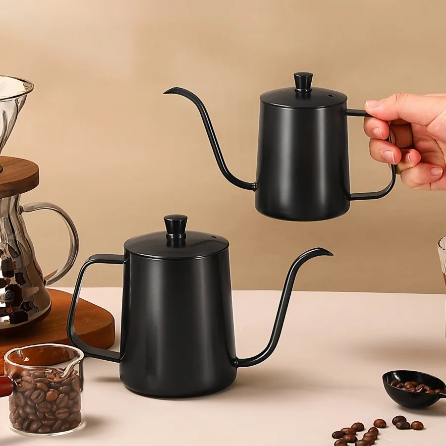 Stainless Hand Drip Coffee Hot Water Pot with Lid Gooseneck Kettle Hanging Ear Coffee Non-stick Home Kitchen Cafe Accessories