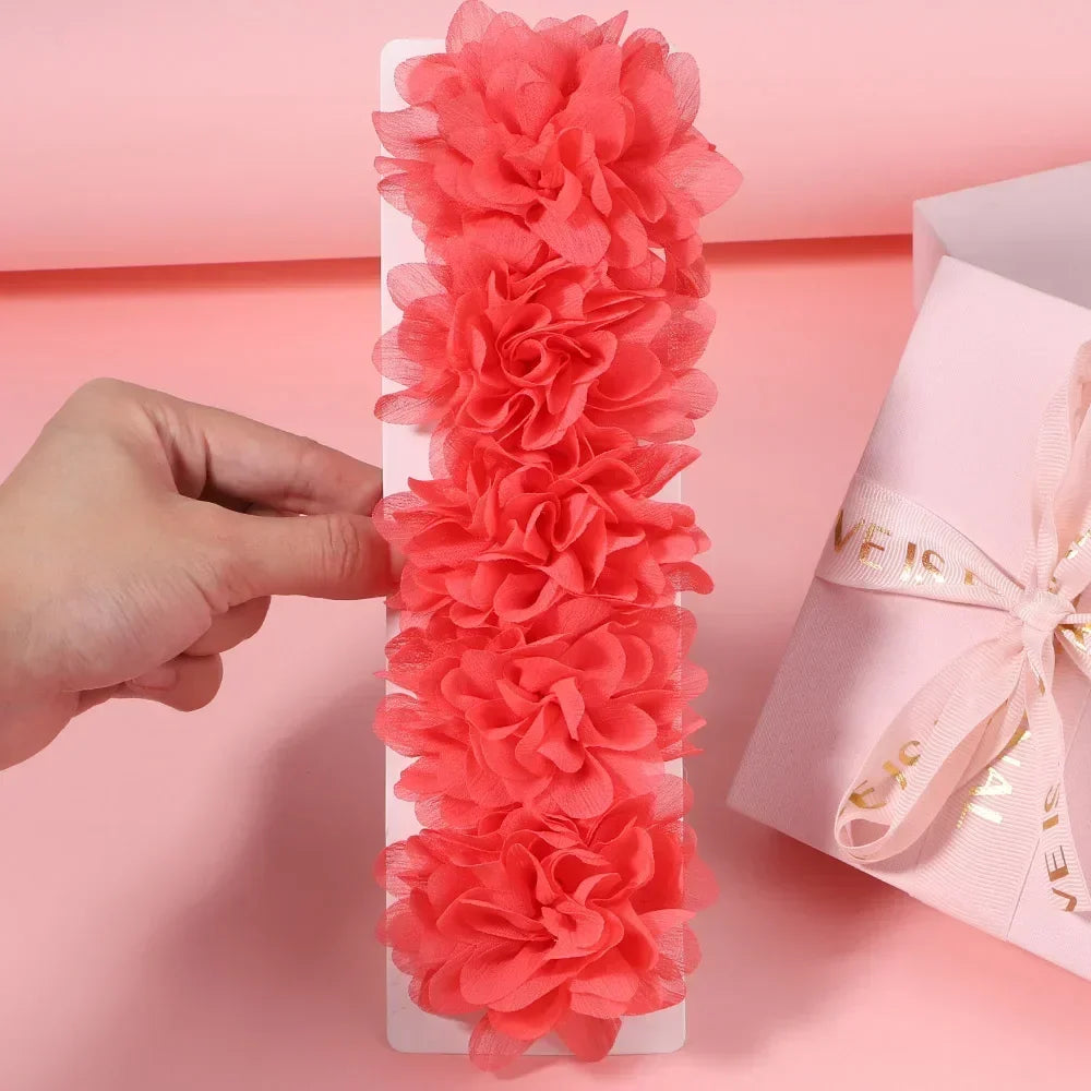 5/3Pcs Children Handmade Chiffon Petals Poppy Flower Hair Clips Rolled Rose Fabric Hair Flowers for Kids Girls Hair Accessories