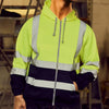 Reflective Hoodie Reflective Strip Men's Hoodie Coat with Drawstring Closure for Outdoor Work Safety Warm for Cold-proof